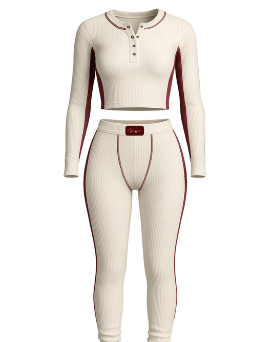 (Pre order) Long sleeve ribbed cropped set