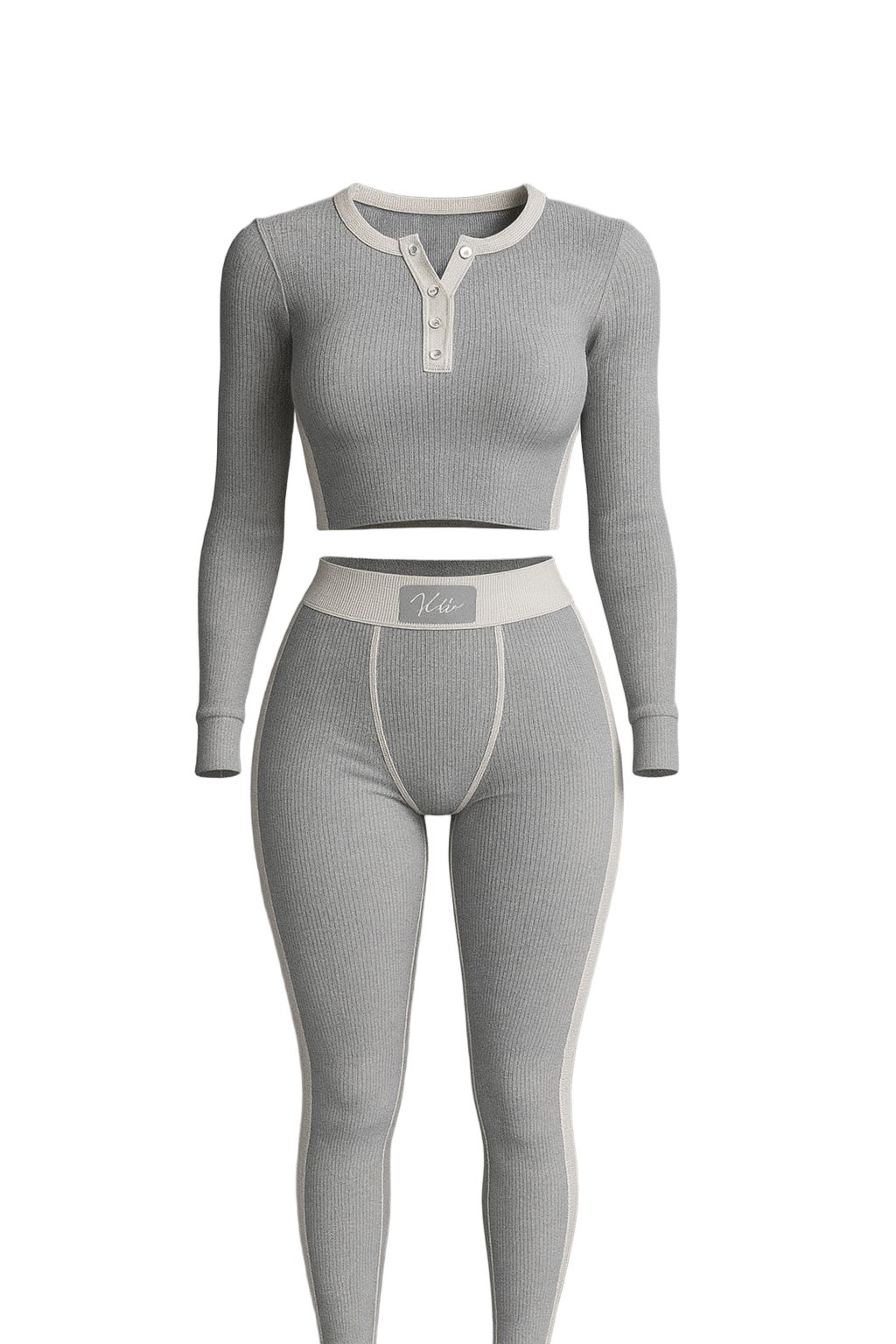 (Pre order)Long sleeve ribbed cropped set